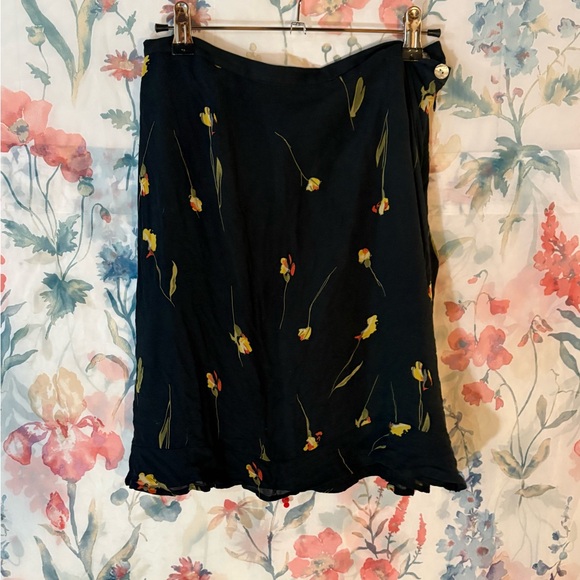 Petite Sophisticate Dresses & Skirts - Vintage Floral Black Skirt